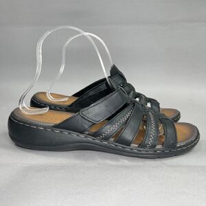 Skechers Sandals Women's Size 9 Luxe Foam Black Leather Slide Flip Flops‎